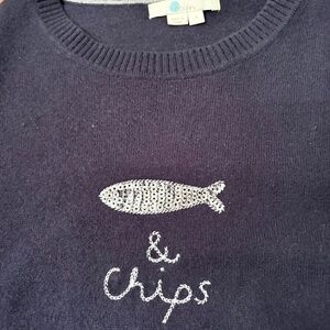 Boden fish and chips navy crew sz S
